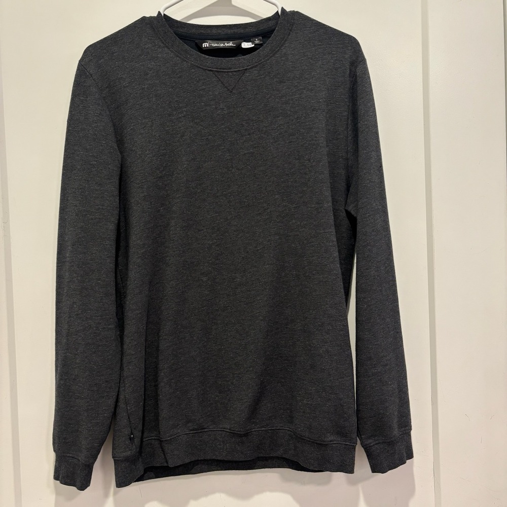 TravisMathew Mens Heather Grey Crewneck Sweatshirt Small Pullover